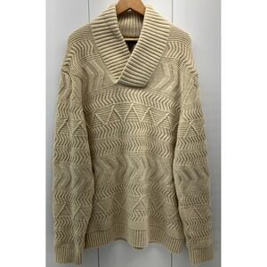 Banana Republic‎ Men's Shawlneck Cream Ivory Sweater Size XL Italian Yarn Wool